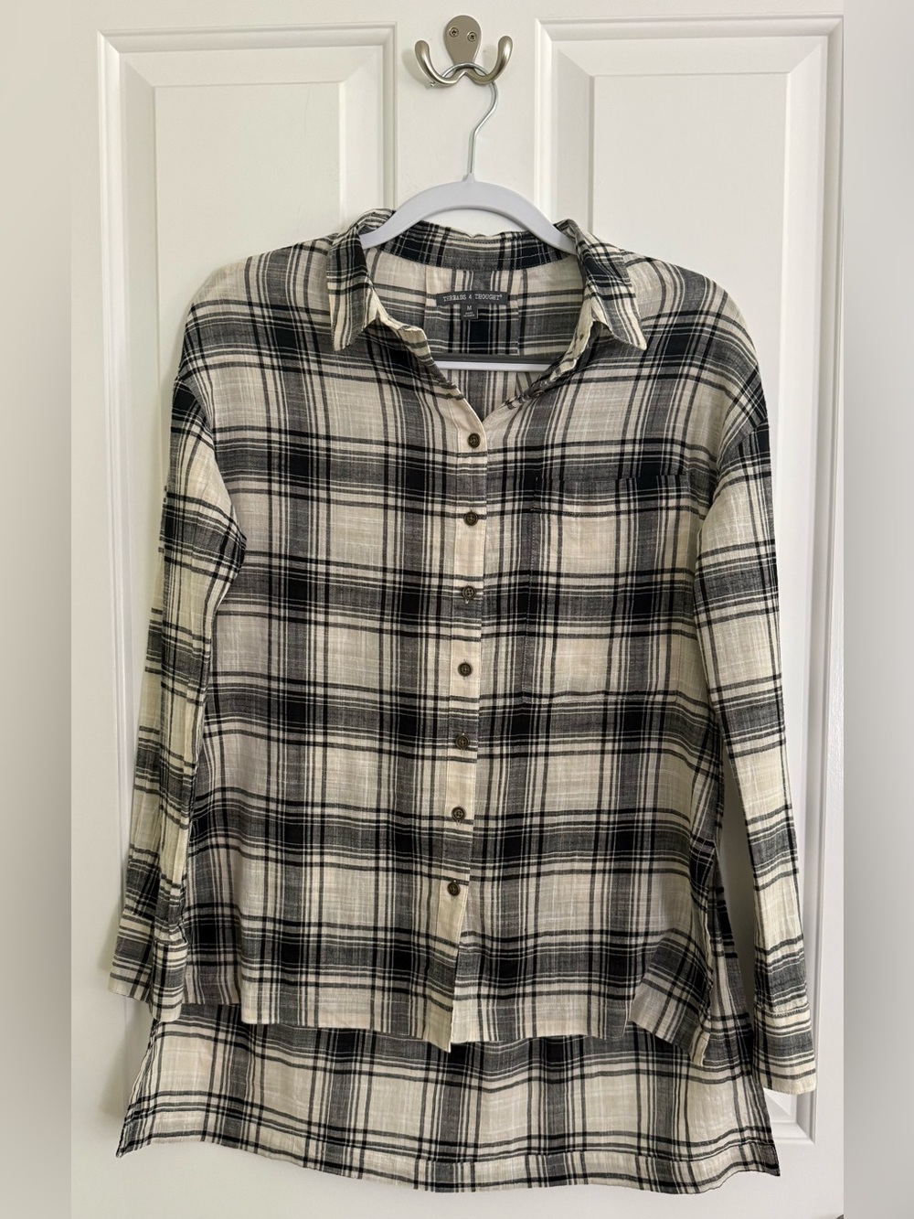 Threads 4 Thought Women's Plaid Organic Cotton Button-Up Shirt Size MD